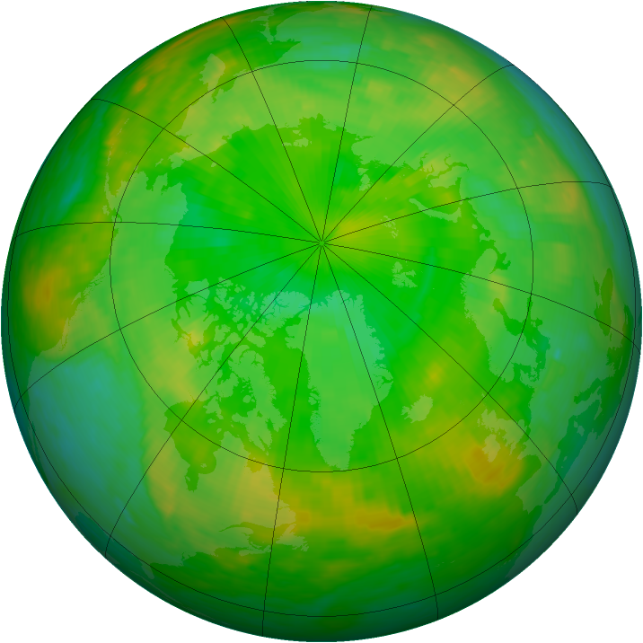 Arctic ozone map for 30 June 1990